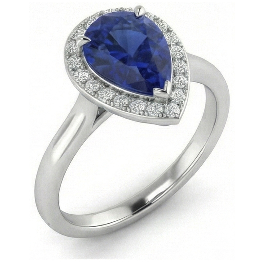 natural round sapphire 2ct ring close up detail