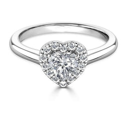 Simple Heart Genuine Diamond Halo Ring