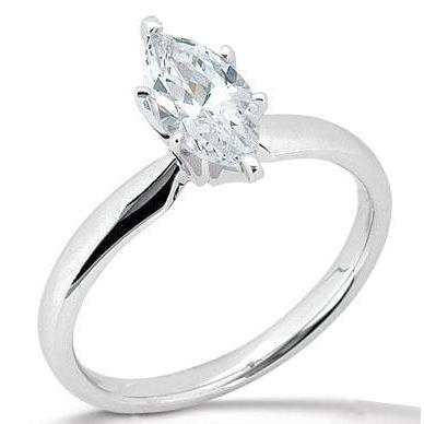 Simple Marquise Genuine Diamond Solitaire Ring