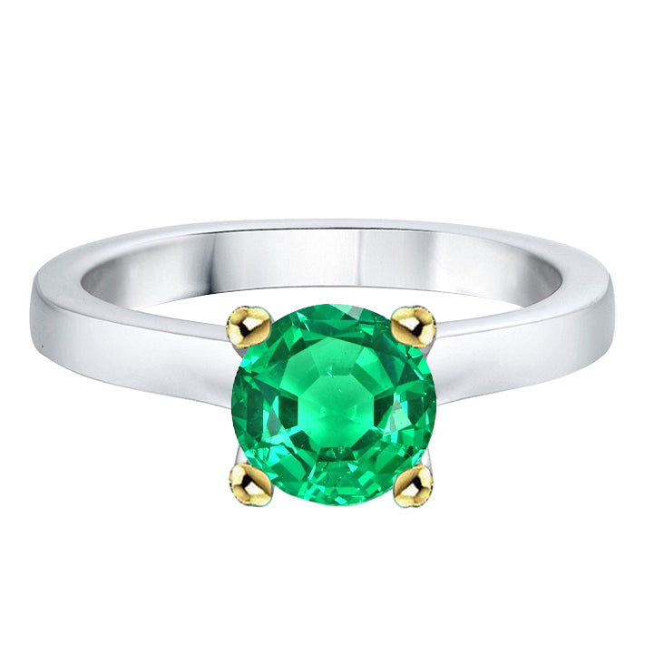 Real Fine Emerald Precious Stone Ring 2.50 ct 14K Two Tone Gold – main view