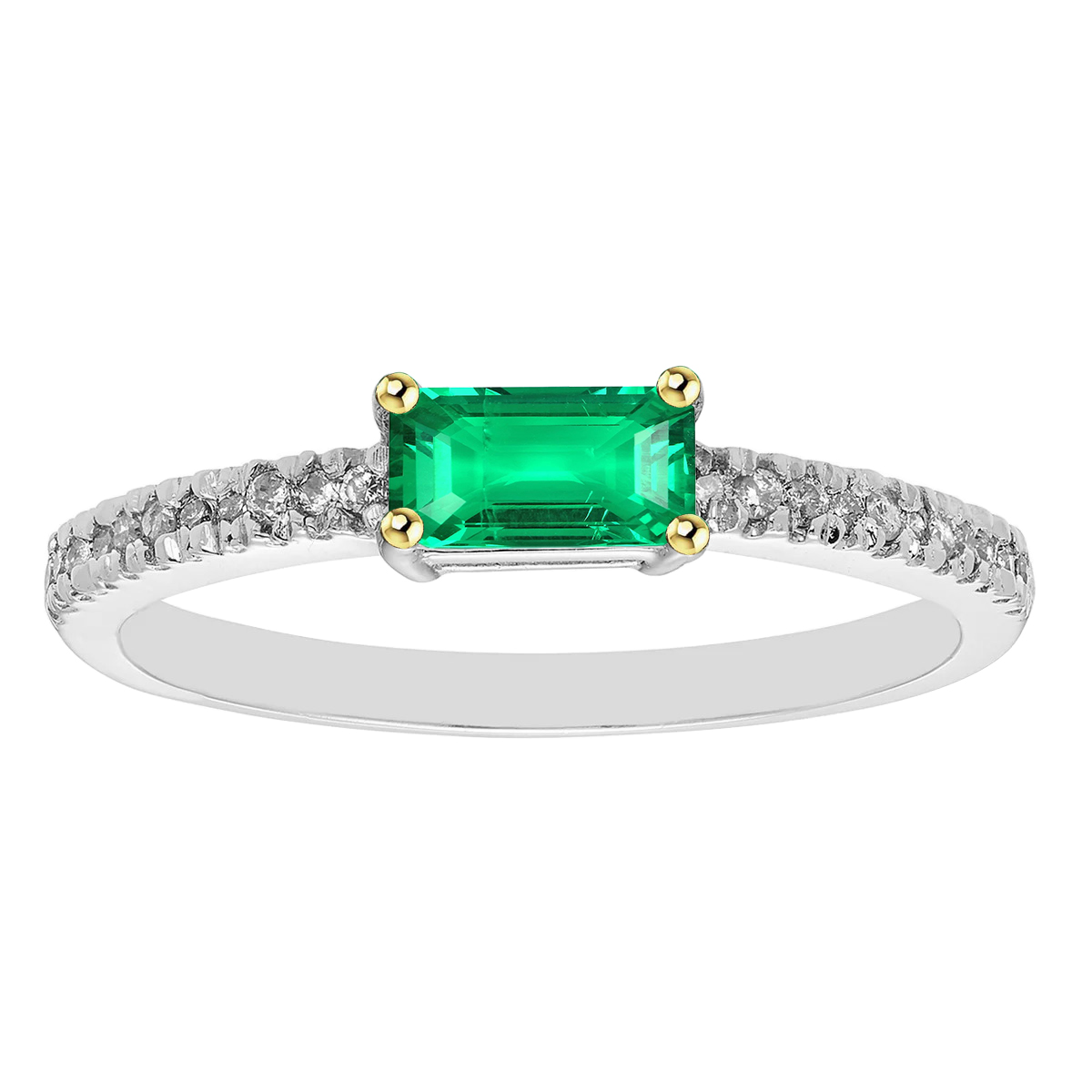 Colombian Emerald Colored Stone Ring 1-ct 14K Two Tone Gold – main view