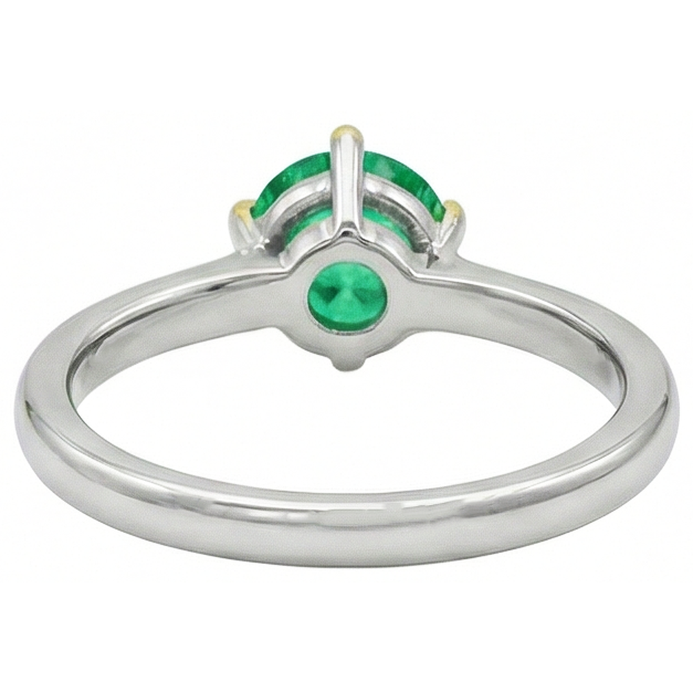 Real Colombian Emerald Gemstone Ring 1 ct 14 Karat Two Tone Gold – back view