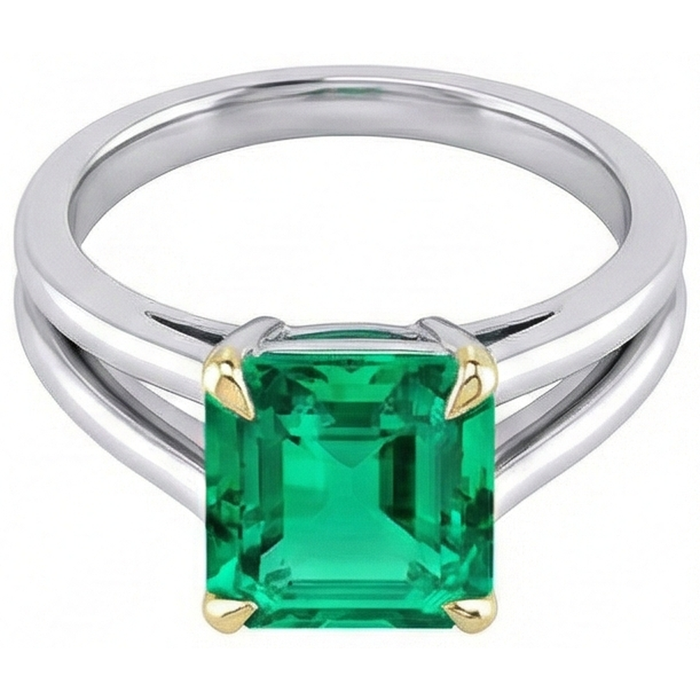 Earth-Mined Emerald Precious Stone Ring – front view