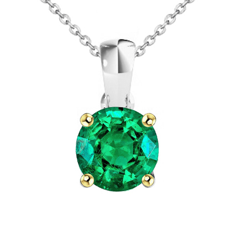 Emerald Precious Stone Pendant 2-ct Two-Tone 14K Gold – main view