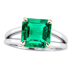 Split Shank Emerald Precious Stone Ring 5 ct – Two-Tone 14K Gold