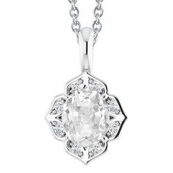 Slide Natural Earth Mined Diamond Pendant Necklace 5 Carats Oval Old Miner Flower Style