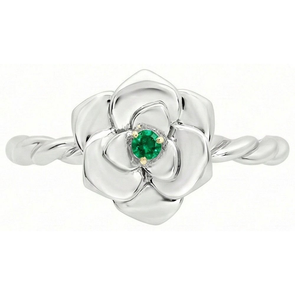 Earth-Mined Fine Emerald Gemstone Ring 0.50 ct 14 Karat Two Tone Gold – side view