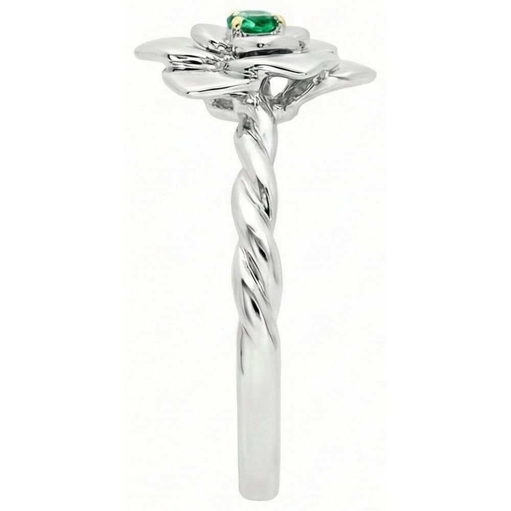Gemstone Ring 14 Karat Two Tone Gold with Fine Emerald – angle view