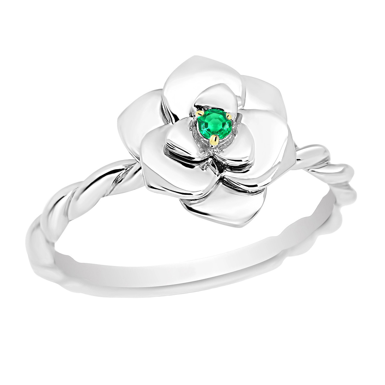 Earth-Mined Fine Emerald Gemstone Ring 0.50 ct 14 Karat Two Tone Gold – main view