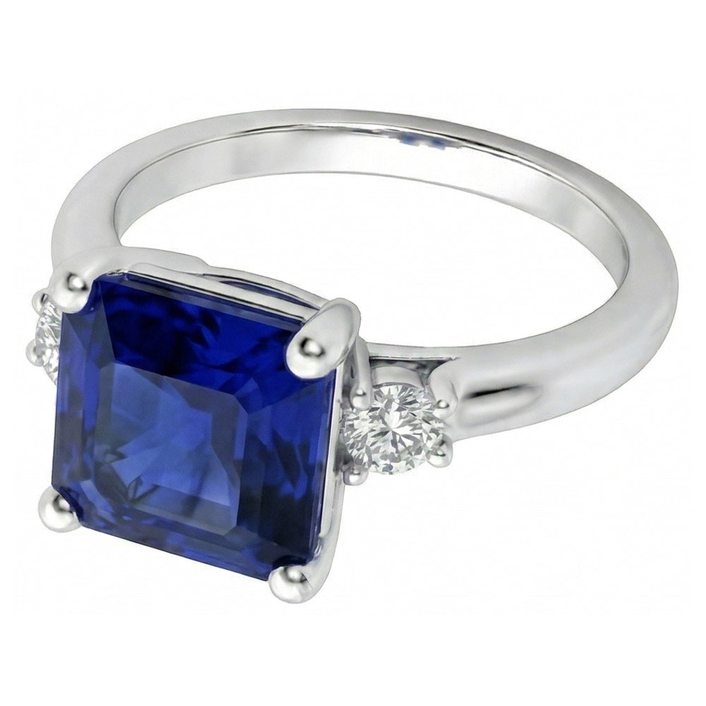 natural round sapphire 2.75ct ring top view