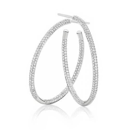 Small Round Cut 5.50 Ct Real Diamonds Women Hoop Earrings White Gold 14K - Hoop Earrings-harrychadent.ca