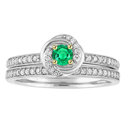 0.50 ct Colombian Emerald Bridal Ring in Two-Tone 14K Gold