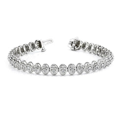 Solid White Gold Round Cut Real Diamond Link Bracelet Women Jewelry 8.25 Ct
