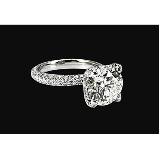 Solid 14K White Gold Engagement Real Diamond Ring 4.50 Carat