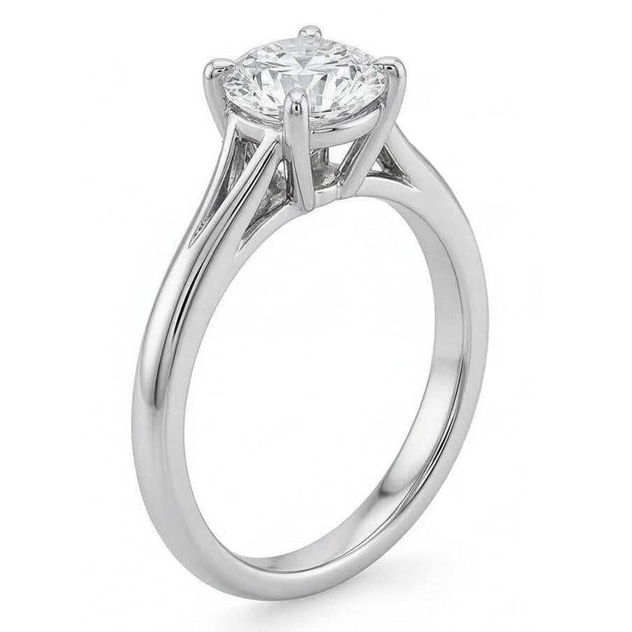 Solitaire 0.75 Carat Round Natural Earth Mined Diamond ( Not Lab Grown )  Engagement Ring Gold 14K New