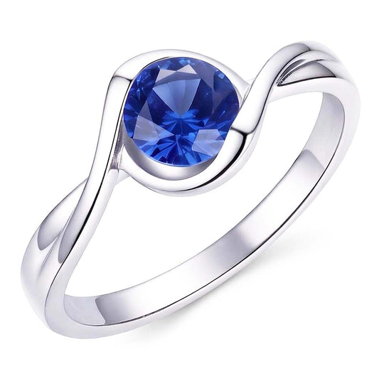 Solitaire 1 Carat Sapphire Ring Bypass Style Women Jewelry