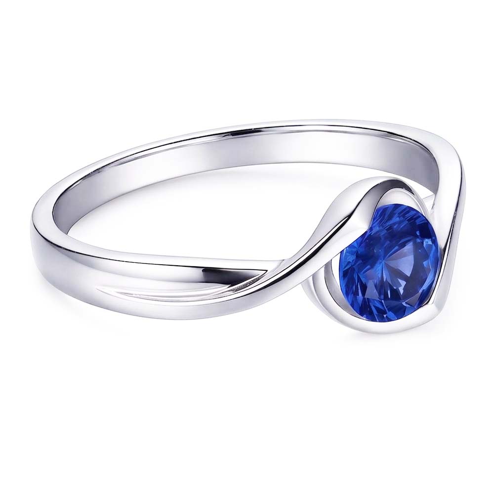 Solitaire 1 Carat Sapphire Ring Bypass Style Women Jewelry