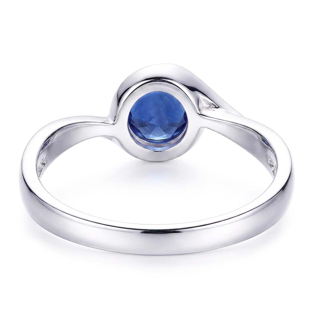Solitaire 1 Carat Sapphire Ring Bypass Style Women Jewelry