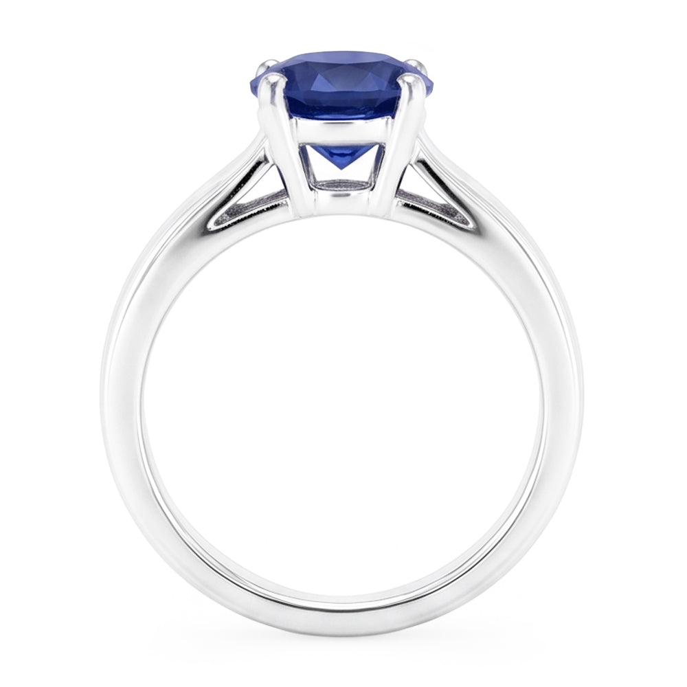 Solitaire 3 Carats Ceylon Sapphire Ring Set 14K New