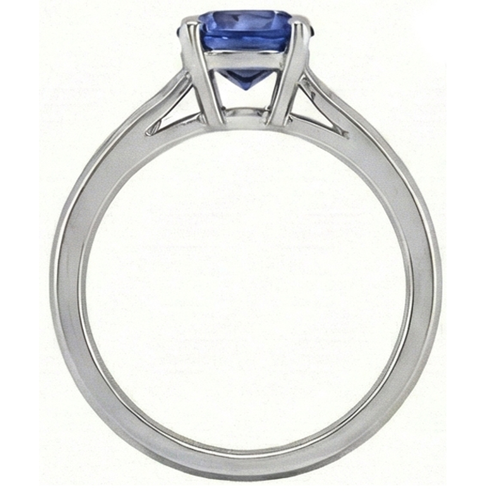Solitaire 3 Carats Ceylon Sapphire Ring Set 14K New