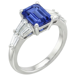 Natural Sapphire Ring 4ct - White Gold 14K