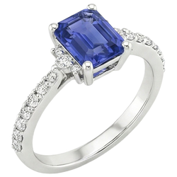 Natural Sapphire Ring 4ct - White Gold 14K