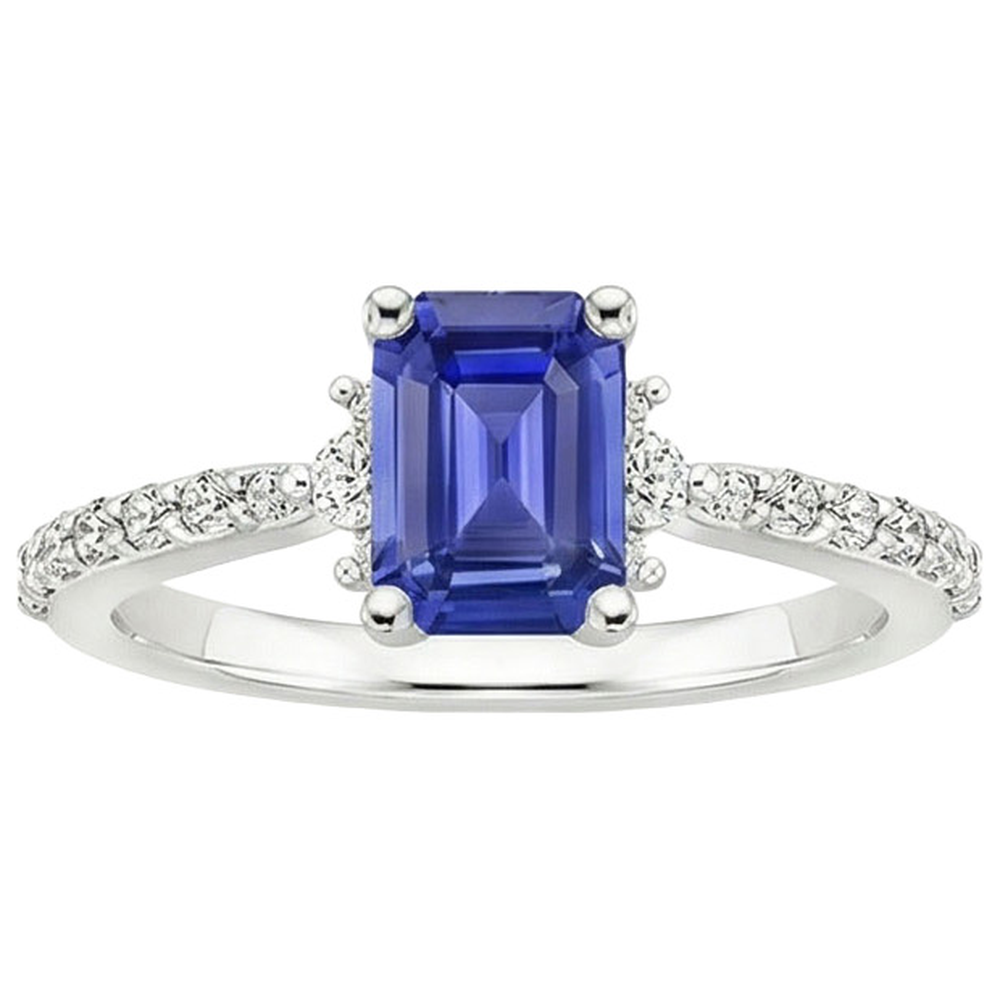 natural emerald sapphire 4ct ring profile view