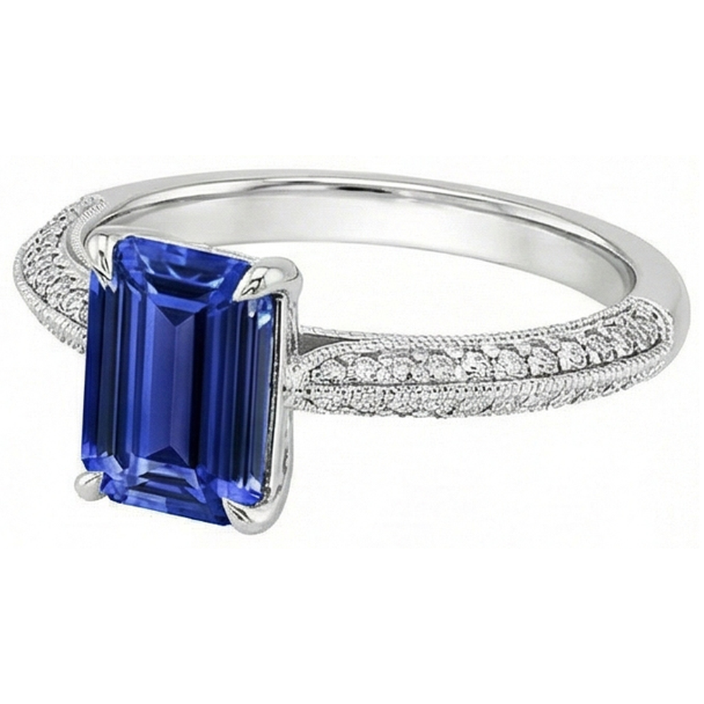 natural emerald sapphire 4ct ring top view