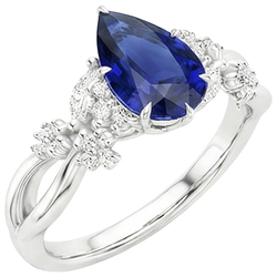 Natural Sapphire Ring 3.75ct - White Gold 14K