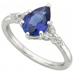 Natural Sapphire Ring 4.75ct - White Gold 14K