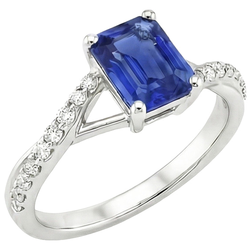 Natural Sapphire Ring 4ct - White Gold 14K