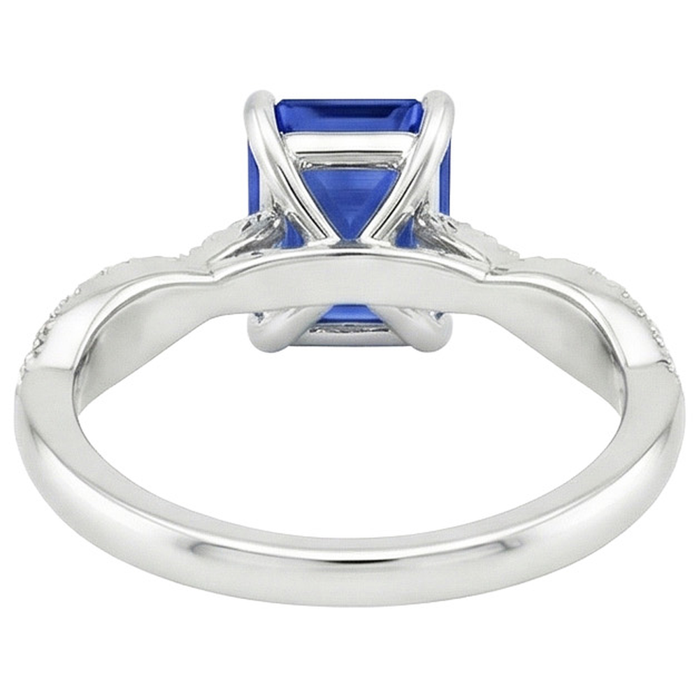 Solitaire Accents Ring Sri Lankan Sapphire & Natural Earth Mined Diamond ( Not Lab Grown ) 3.50 Carats