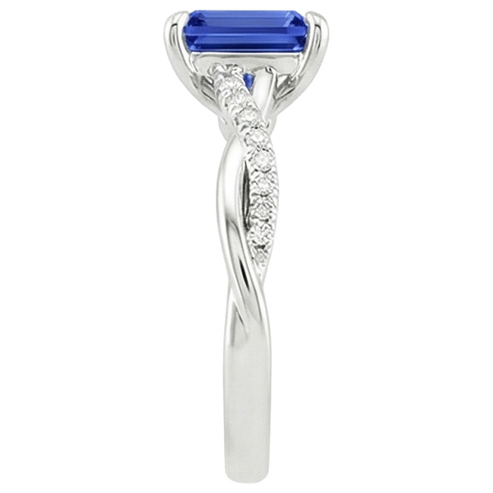 Solitaire Accents Ring Sri Lankan Sapphire & Natural Earth Mined Diamond ( Not Lab Grown ) 3.50 Carats