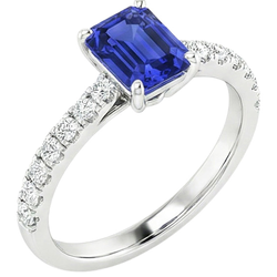 Solitaire Accents Ring Sri Lankan Sapphire & Natural Earth Mined Diamond ( Not Lab Grown ) 4.25 Carats