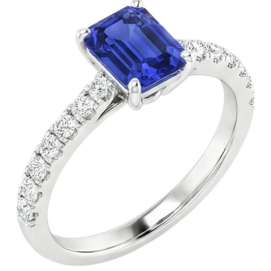 Solitaire Accents Ring Sri Lankan Sapphire & Natural Earth Mined Diamond ( Not Lab Grown ) 4.25 Carats