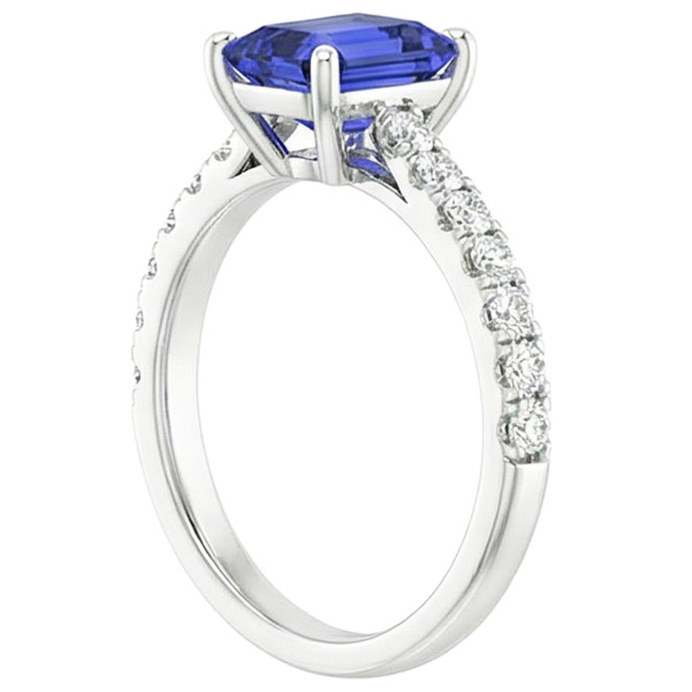 Solitaire Accents Ring Sri Lankan Sapphire & Natural Earth Mined Diamond ( Not Lab Grown ) 4.25 Carats