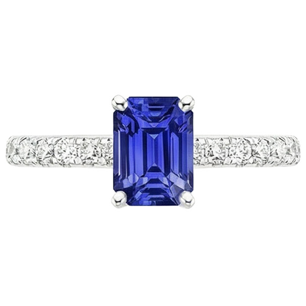 Solitaire Accents Ring Sri Lankan Sapphire & Natural Earth Mined Diamond ( Not Lab Grown ) 4.25 Carats