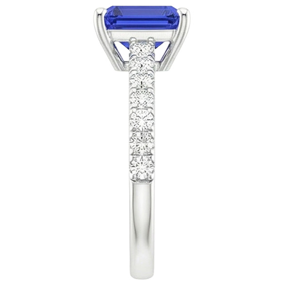 Solitaire Accents Ring Sri Lankan Sapphire & Natural Earth Mined Diamond ( Not Lab Grown ) 4.25 Carats