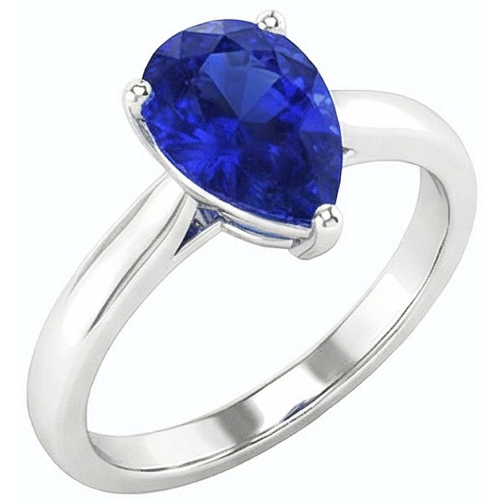 natural pear sapphire 2ct ring side angle