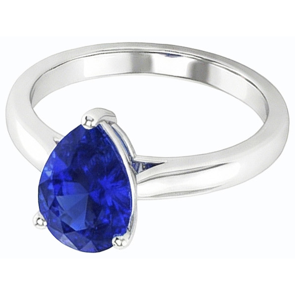 natural pear sapphire 2ct ring close up detail