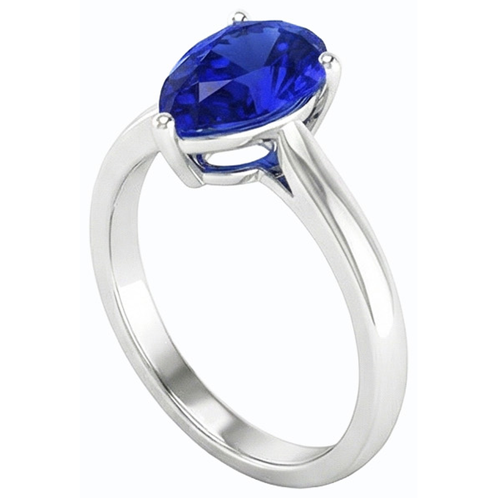 natural pear sapphire 2ct ring profile view