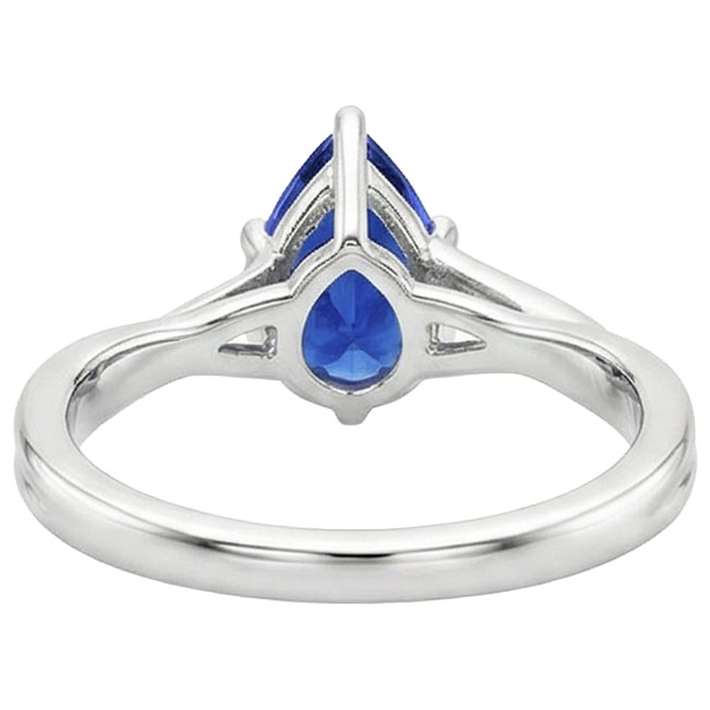 Solitaire Anniversary Ring Pear Ceylon Sapphire 3.50 Carats
