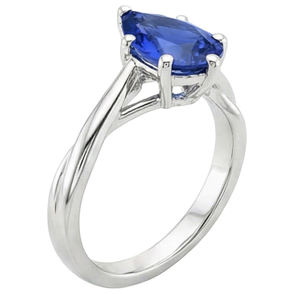Solitaire Anniversary Ring Pear Ceylon Sapphire 3.50 Carats