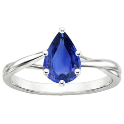 Solitaire Anniversary Ring Pear Ceylon Sapphire 3.50 Carats