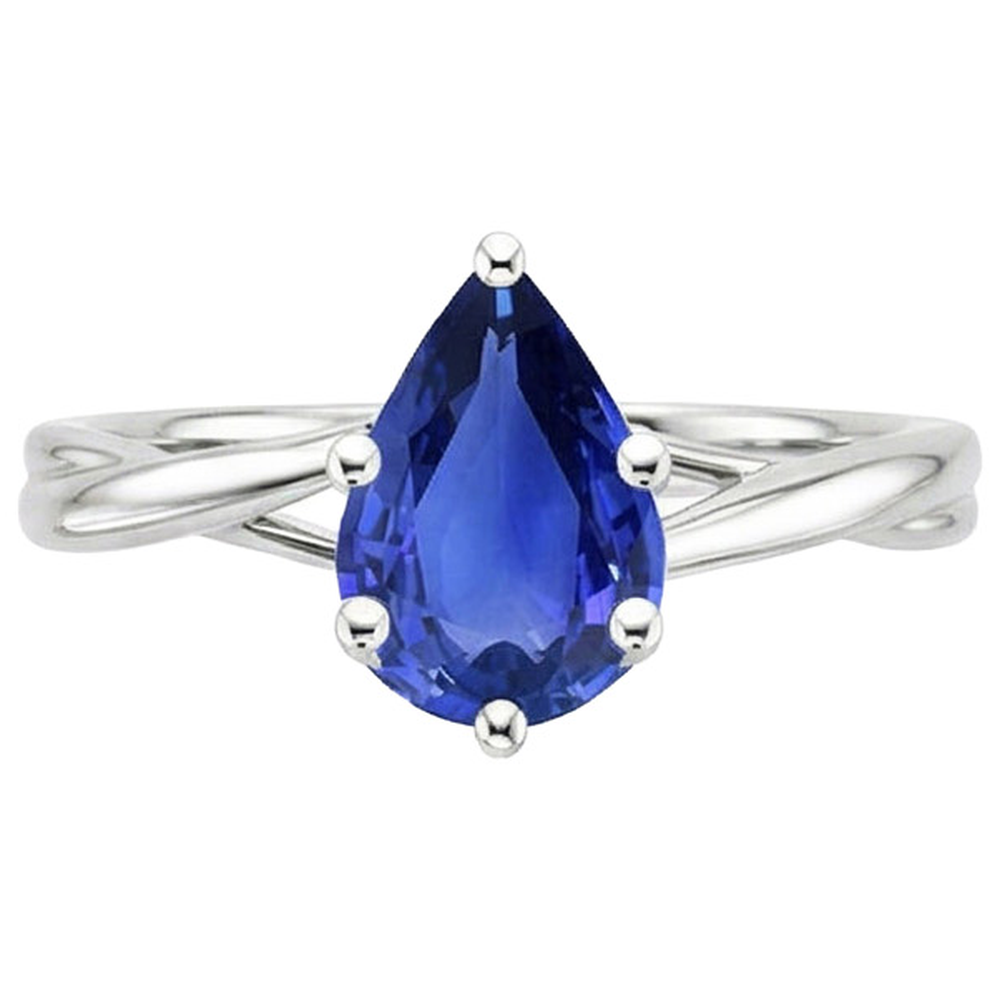 Solitaire Anniversary Ring Pear Ceylon Sapphire 3.50 Carats