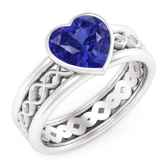 Solitaire Bezel Heart Shaped Sapphire Ring 2.50 Carats Infinity Style