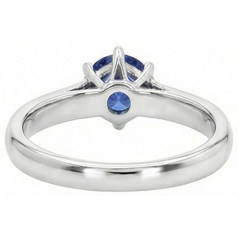 natural round sapphire 2ct ring profile view