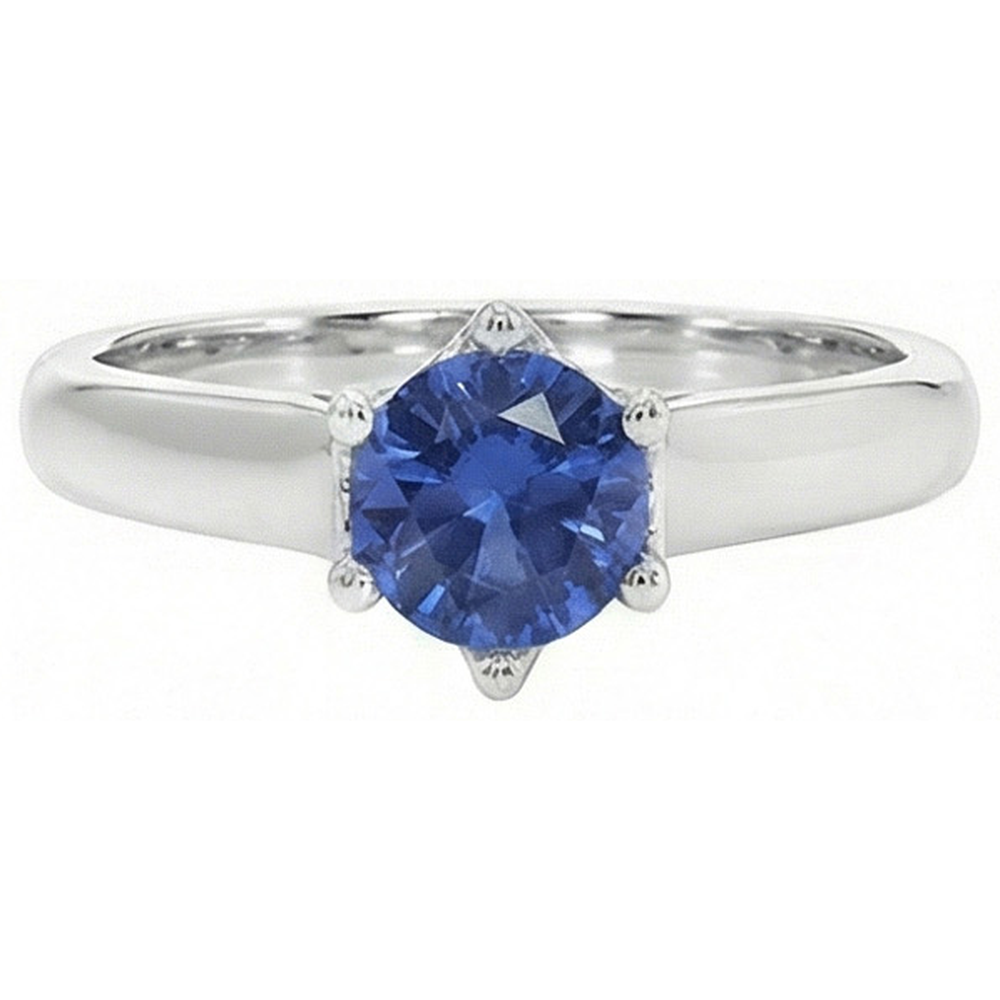 natural round sapphire 2ct ring front view