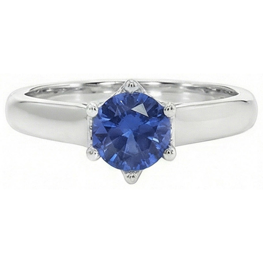natural round sapphire 2ct ring front view
