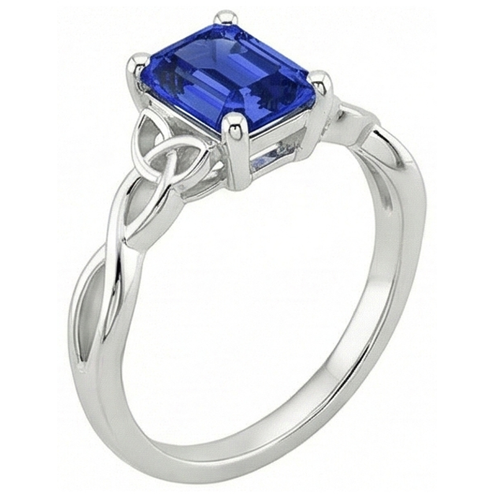 Solitaire Blue Sapphire Ring Vintage Style Emerald Cut 3.50 Carats